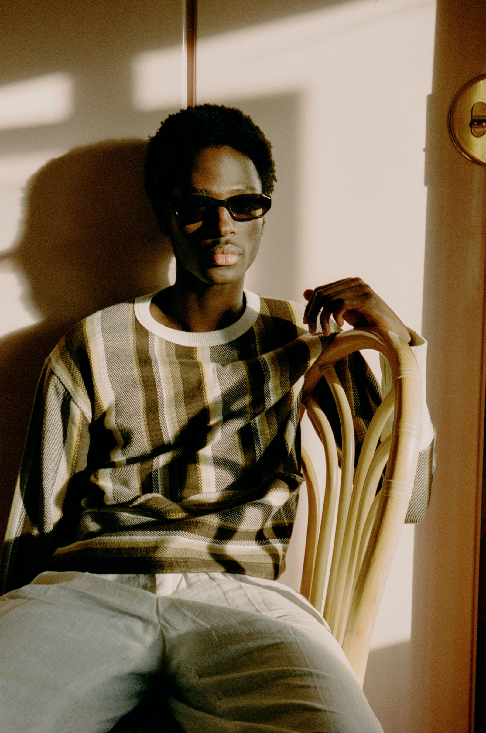 Kimeze - Oré square-frame acetate sunglasses KIMEZE Ore Beige Acetate Rectangle Sunglasses | Neiman Marcus main image 4